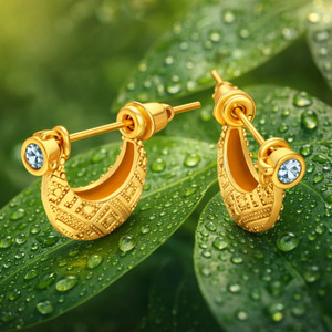 Avyluxe Gold Plated Bali Hoop Earring with American Diamond For Men & Women| Cubic Zirconia Brass Hoop Earring