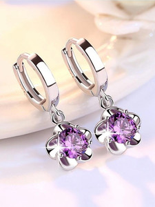 MYKI Angelic Singel Diamond Flower Earring For Women & Girls Stainless Steel Drops & Danglers