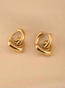 PALMONAS Gold Heart Hoop Earrings Stainless Steel Hoop Earring