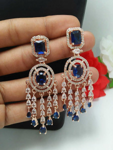 Manuvi Jewels American Diamond(AD) Earrings Cubic Zirconia Alloy Drops & Danglers