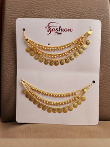 MELONLY Gold Coated Multilayer Temple jewellery statement Chain Clip on hair Earring Set Alloy Earring Set