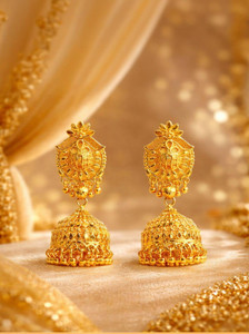 rich & famous Traditional Gold Plated Trendy Jhumka Earrings For Women's Gold Jhumki Earring