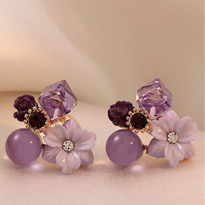 SheOm Karki Stylish western shiny latest fancy designer korean earring Cubic Zirconia Stainless Steel Stud Earring