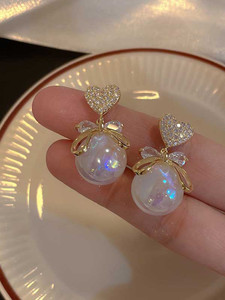 polluxcraft PolluxCraft Korean Earrings For Women & Girls /Heart Shape Pearl Metal Stud Earring