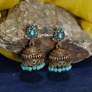 IFQARA Traditonal Light Weight Pearl Gold Platted Earrings for Girl & Women Alloy Jhumki Earring