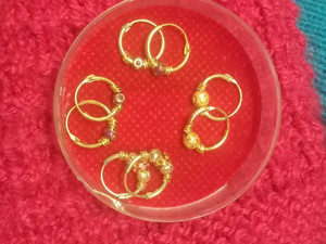 Ishanvi Creations Golden small bali 4 pair set Gold Chandbali Earring