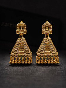 Antico Temple Laxmiji Gopuram Gold Platted Jhumka Earrings for Woman. Pearl Alloy Jhumki Earring, Drops & Danglers, Chandbali Earring
