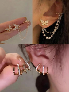 GloAww ALN CUFFS AND CLAW EARRINGS COMBO Cubic Zirconia Alloy Stud Earring, Drops & Danglers