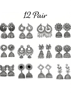 Being Owl ( Pack Of 12 ) Alloy Jhumki Earring
