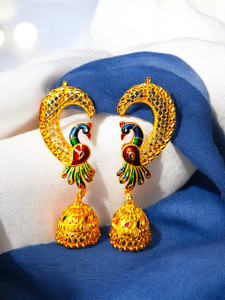 SAjTori Peacock Jhumka Earrings Alloy Earring Set