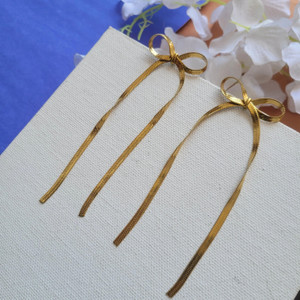 Fabnaari Golden Bow Earrings for Women | Stylish Bow Design Fashion Jewellery Alloy Drops & Danglers