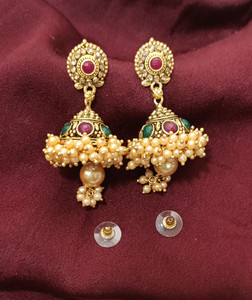 Jiya Pearl Jhumka Earrings for Girls and Women Beads Alloy Jhumki Earring, Clip-on Earring
