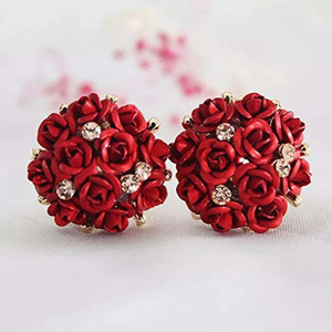 Shining Diva AAA High Quality Floral Gold Plated Stylish Fancy Party Wear Earrings Cubic Zirconia Copper Stud Earring