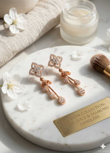 Misba Premium Collection Rose Gold Real AD Studded Anti-Tarnish Drop Earrings for women and girls Alloy Jhumki Earring