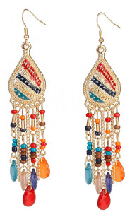 YELLOW CHIMES Earring For Women Gold Tone Boho Multicolor Beaded Tassel Drop Dangler Earring Beads Metal Drops & Danglers
