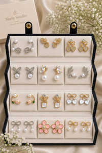 Shelly Studio 12-Piece Pearl & Crystal Earrings Set Pack of 12 - Image 6