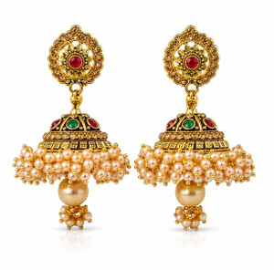 Misba Premium Collection Golden Maroon Latkan Earrings For Women and girls Alloy Jhumki Earring