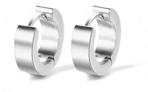 SPYRONIX REAL TREASURE Classic Silver Stainless Steel Huggie Hoop Earrings – Unisex Stainless Steel Earring Set