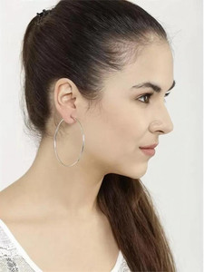zebisco Traditional Stylish Silver plated round alloy Hoop earrings(65 mm) Alloy Hoop Earring