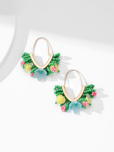 YELLOW CHIMES Hoop Multicolour Gold Plated Earrings for Women and Girls Beads Alloy Hoop Earring