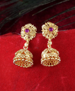 arch fashion Traditional Premium Quality Screw Back Earrings Brass Jhumki Earring