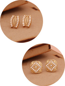FashionFuse 2 Pair of Gold Plated earring for girls and women Diamond Alloy Cuff Earring