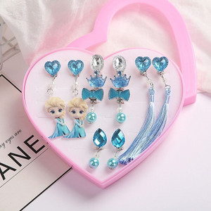 SYGA Princess-Themed Non-Pierced Earrings Set - 5 Unique Designs, Plastic Material Plastic Clip-on Earring