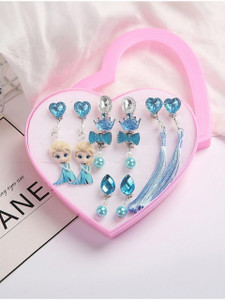 SYGA Princess-Themed Non-Pierced Earrings Set - 5 Unique Designs, Plastic Material Plastic Clip-on Earring