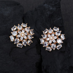 Jewels Corner Attractive WITH STYLISH WHITE Ad Earring Cubic Zirconia Brass Stud Earring