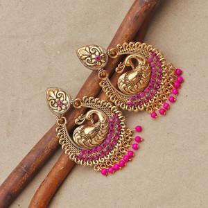 IFQARA Stylish Fancy Light Weight Pearl Gold Platted Oxidized Earrings for Girls&Women Alloy Jhumki Earring