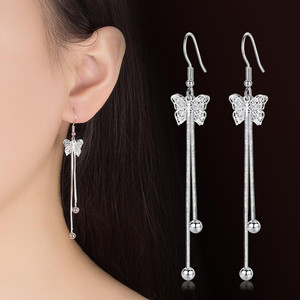 MYKI Ravishing Long Butterfly Hanging Earring For Women & Girls Swarovski Zirconia Sterling Silver Drops & Danglers