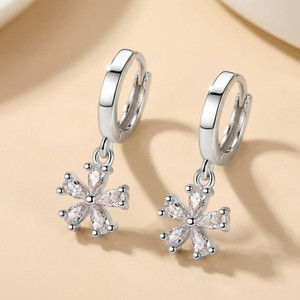 MYKI Royal & Beautiful Flower Dangle Zircon Earrings For Women & Girls Swarovski Zirconia Sterling Silver Drops & Danglers