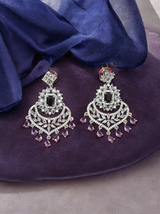 GEMRON JEWEL American Diamond Premium Crystal Alloy Stud Earring Cubic Zirconia Alloy Chandbali Earring, Stud Earring, Plug Earring, Cuff Earring, Drops & Danglers