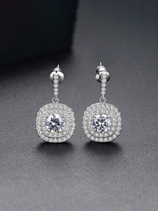 येल्लो चाइम्स Drop Earrings| Silver Tone White Crystal Studded Drop Earrings | Birthday Gift Crystal Metal Drops & Danglers