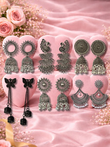 Esyko 6 Pair Jhumka Earrings Combo For Women Stylish | Ethnic Earrings for Women Pearl Silver Jhumki Earring, Earring Set, Chandbali Earring