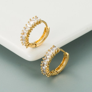 AKISON JEWELS Small Hoop Earrings For Women Girls Korean Western Fashion Earring Light Weight Crystal, Diamond, Cubic Zirconia Alloy Hoop Earring, Earring Set