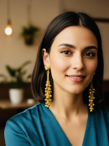 Falconjewels MINI-1-CHAND-KASHMIRI Brass Earring Set