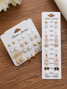 WERKIT Fashion Jewelry Multipurpose Daily Wear Earring Combo (24 Pairs) Alloy Earring Set