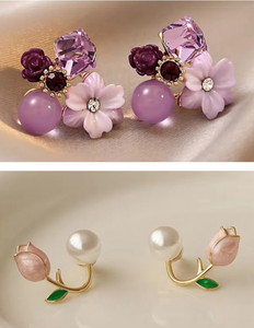 Tiso Pack of 2 Korean Earrings Pearl Earrings For Girls Stud Earrings for Women Cubic Zirconia, Pearl Alloy, Brass Cuff Earring, Earring Set, Huggie Earring, Rhinestone Studs, Stud Earring