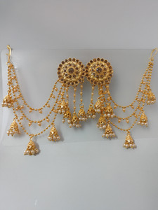 Aaruhi Creation Bahubali Jhumki Ear Chain Kaan Chain/Ear-Chain Earrings For Women & Girls Alloy Drops & Danglers