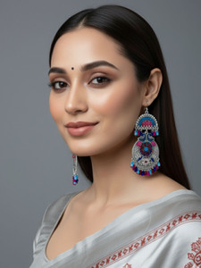 alysa Multicolor Meena Moti Mayur Alloy Chandbali Earring