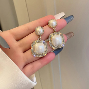 Prstein Gold Plated Amazing Korean Square Drop Earrings Alloy Drops & Danglers