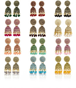 DEW MAT Small And Simpal Pack 12 Pair Alloy Jhumki Earring