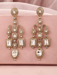 RUBANS 22K Gold Plated Cubic Zirconia Brass Chandbali Earring