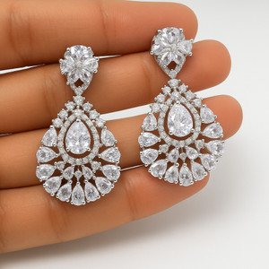 Manuvi Jewels American Dianmond(AD) Cubic Zirconia Alloy Drops & Danglers