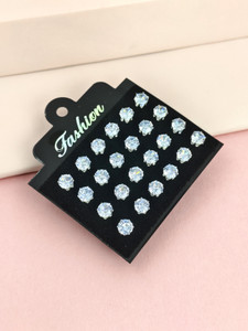 Balasundri 12pairs Sparkling Round AD Stone Stud Earrings Korean Charm Studs Lovely Gift Crystal Alloy Stud Earring, Rhinestone Studs, Earring Set