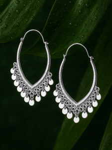 TOKYO TALKIES X RUBANS Oxidised Silver Toned Handcrafted Filigree Hoop Earrings Brass Hoop Earring