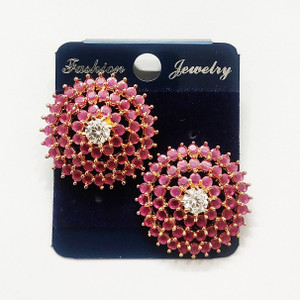 Jewels Corner Brainy Delicious RUBY AD EARRING Cubic Zirconia Brass Stud Earring