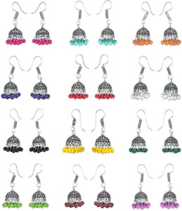 alysa Combo of 12 Pair Beautifully Crafted Small Alloy Jhumki Earring