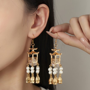 Salty Women & Girls Traditional Lantern Pearl Tassel Pearl Alloy Jhumki Earring